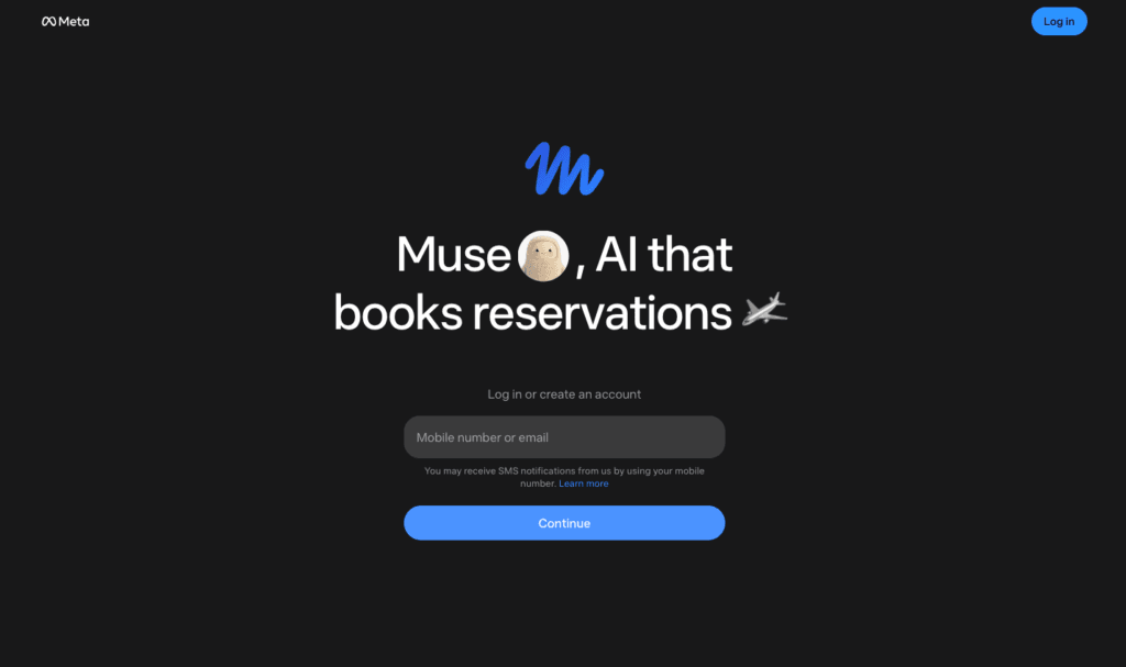 Meta Muse AI homepage

