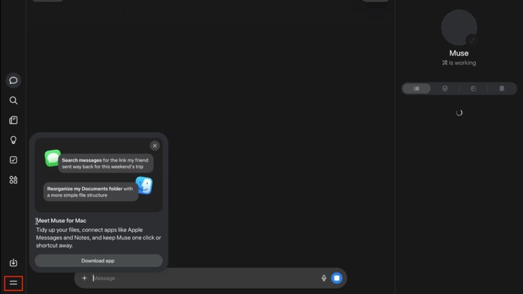 Meta Muse - Dashboard Menu
